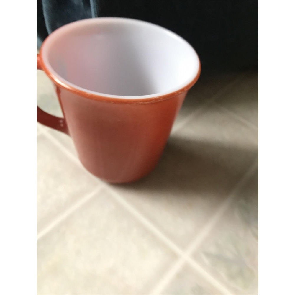 Pyrex Rare Rust Orange Coffee Mug Milk Glass 12 Vintage USA Made Cup 3 5/8" Tall